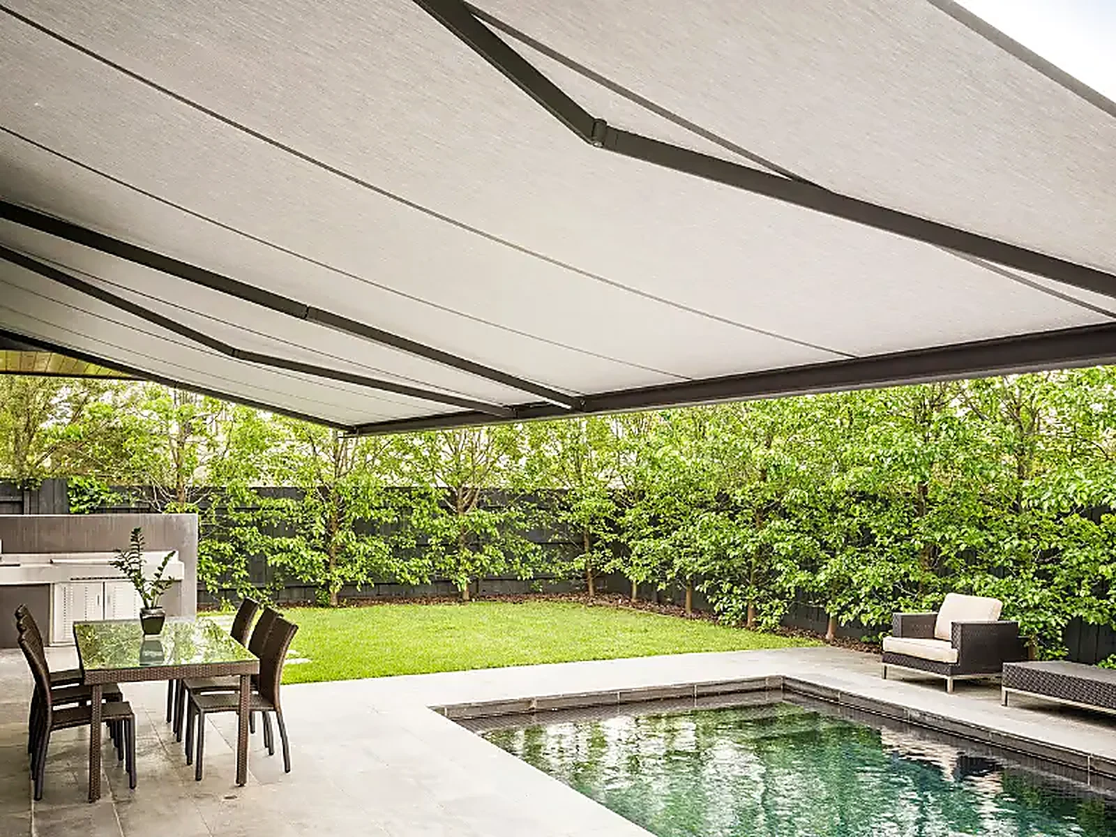 Screened and shaded outdoor living area on an Atherton Tablelands property